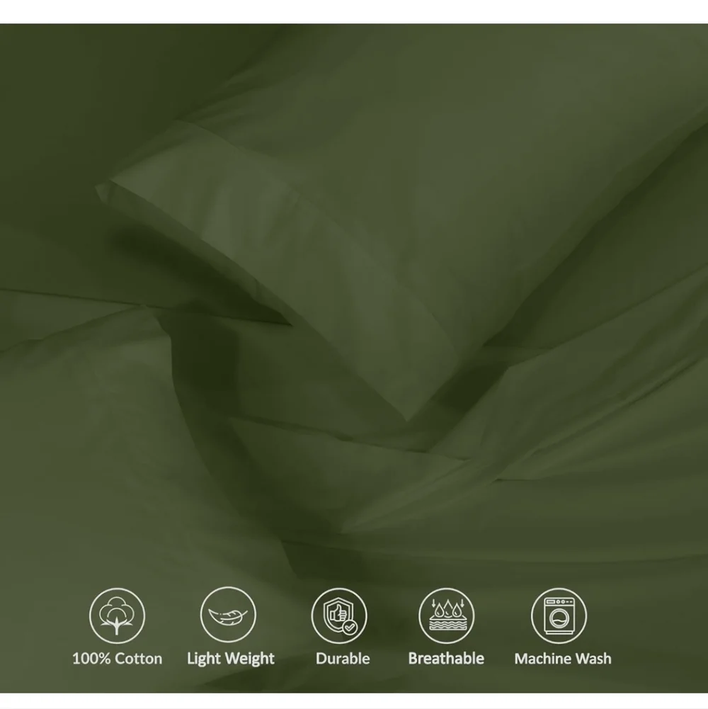 RUVANTI 100% Cotton Sheets – California King Percale Bedding, Cooling Breathable